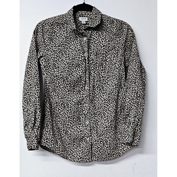 J CREW Animal Print Long Sleeve Button-Up Women Shirt (XS) - Picture 1 of 4